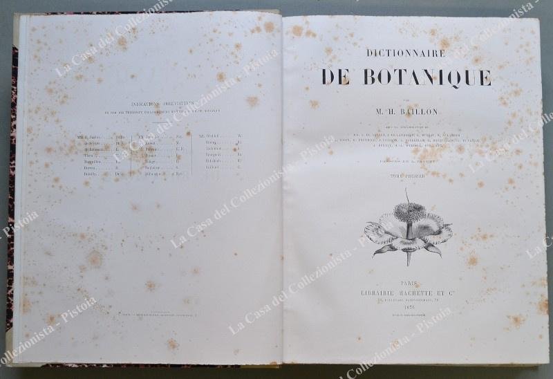 (Botanica) BAILLON M. H. DICTIONNAIRE DE BOTANIQUE. Parigi, Hachette, 1876-1892.