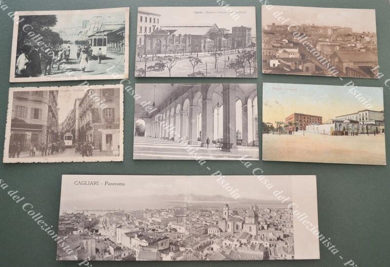 CAGLIARI. 7 cartoline d&#39;epoca viaggiate 1924 - 1929.