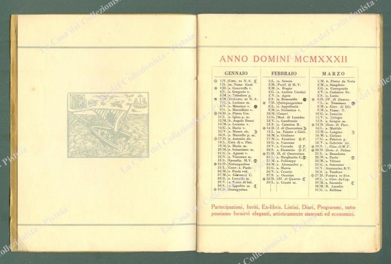 CALENDARIETTO ANNO 1932 ditta Giannini Editori di Firenze