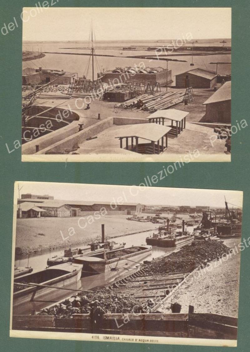 CANALE DI SUEZ. 2 fotografie originali all&#39;albumina, circa 1880