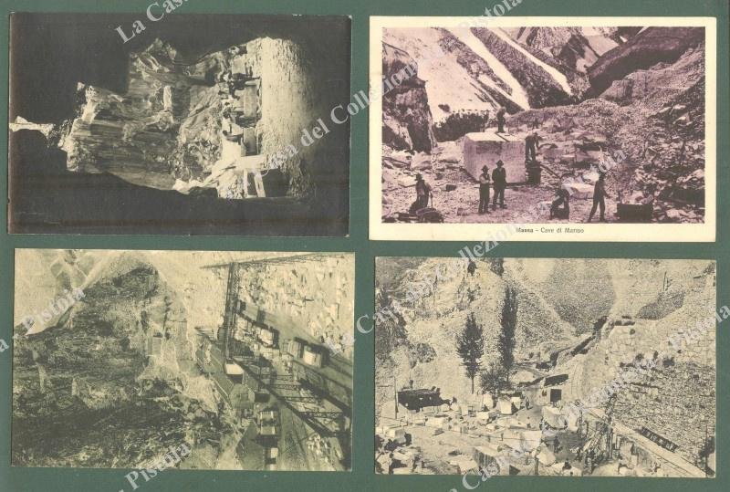 CARRARA. Cave di marmo. 4 cartoline d&#39;epoca viaggiate