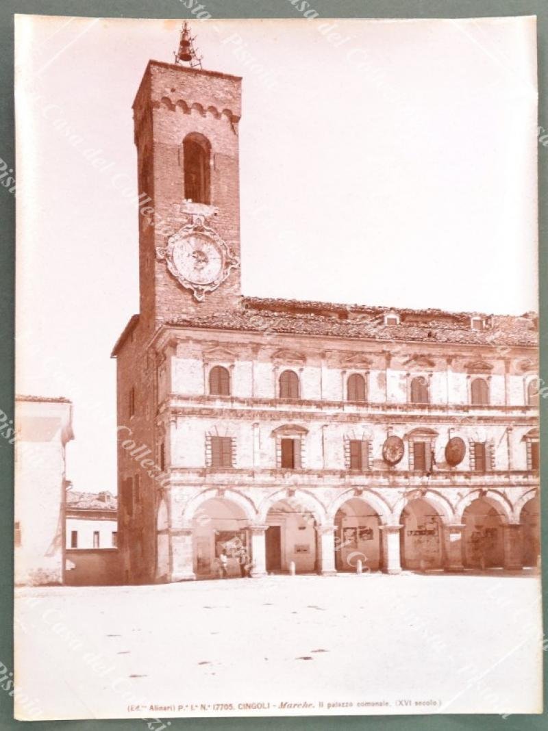 CINGOLI, Marche. Palazzo Comunale. Fotografia originale Alinari, circa 1890