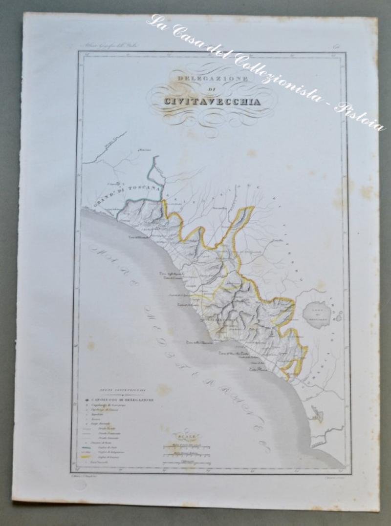 CIVITAVECCHIA, Stato Pontificio, 1845. &quot;DELEGAZIONE DI CIVITAVECCHIA&quot;. Z.Orlandini.