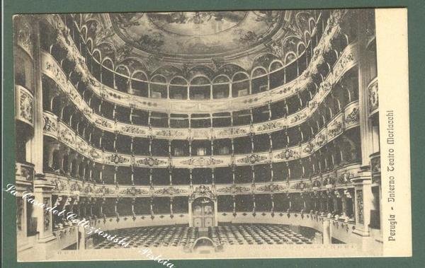 Umbria. PERUGIA. Teatro Morlocchi. Cartolina d&#39;epoca viaggiata.