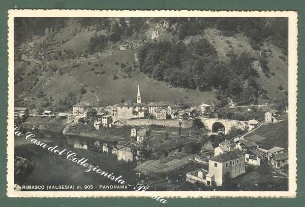 Piemonte. RIMASCO, Vercelli. Panorama. Cartolina d&#39;epoca viaggiata.