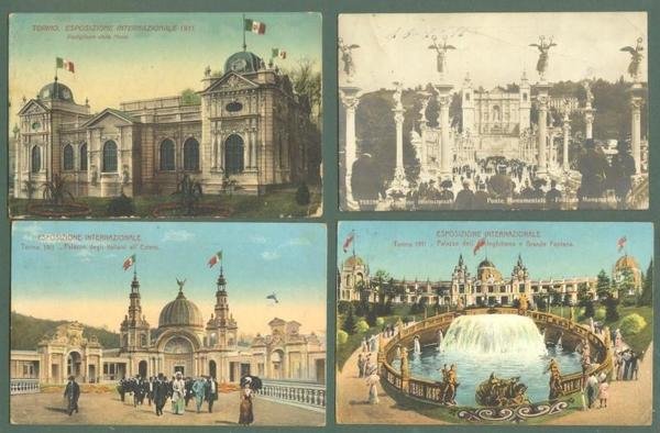 Piemonte. TORINO. Esposizione Internazionale 1911. Quattro cartolina d&#39;epoca.