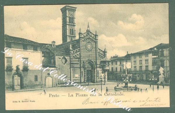 Toscana. PRATO. Piazza con la Cattedrale. Cartolina d&#39;epoca viaggiata.