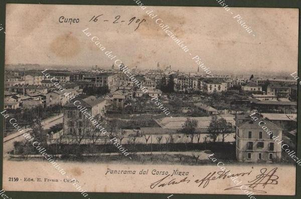 Cuneo. Corso Nizza. Cartolina d&#39;epoca viaggiata nel 1905.