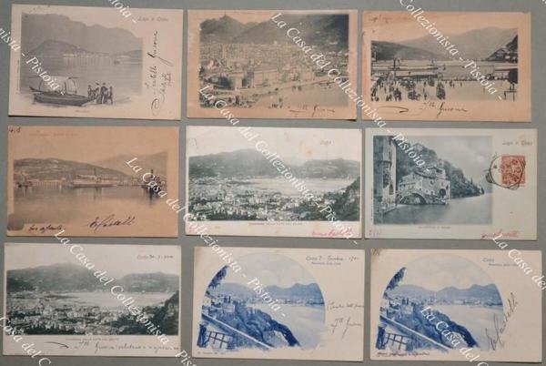 LAGO DI COMO, anno 1900. Unica corrispondenza. 9 cartoline viaggiate.