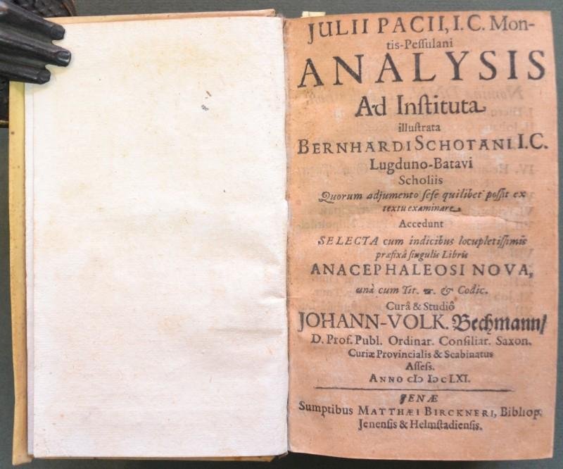 Diritto, edizione anno 1661. JULIUS PACIUS - BERNARDUS SCHOTANUS. ANALYSIS …