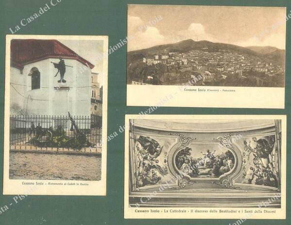 Calabria. CASSANO JONIO, Cosenza. 3 cartoline d&#39;epoca viaggiate nel 1926-1931.