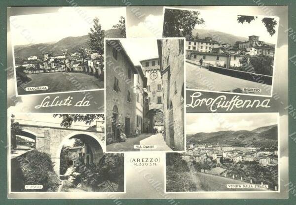 LORO CIUFFENNA, Arezzo. Saluti da. Cartolina d&#39;epoca formato grande, viaggiata …