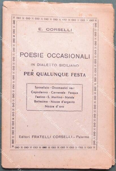 (Dialetto siciliano) CORSELLI E. POESIE OCCASIONALI IN DIALETTO SICILIANO PER …
