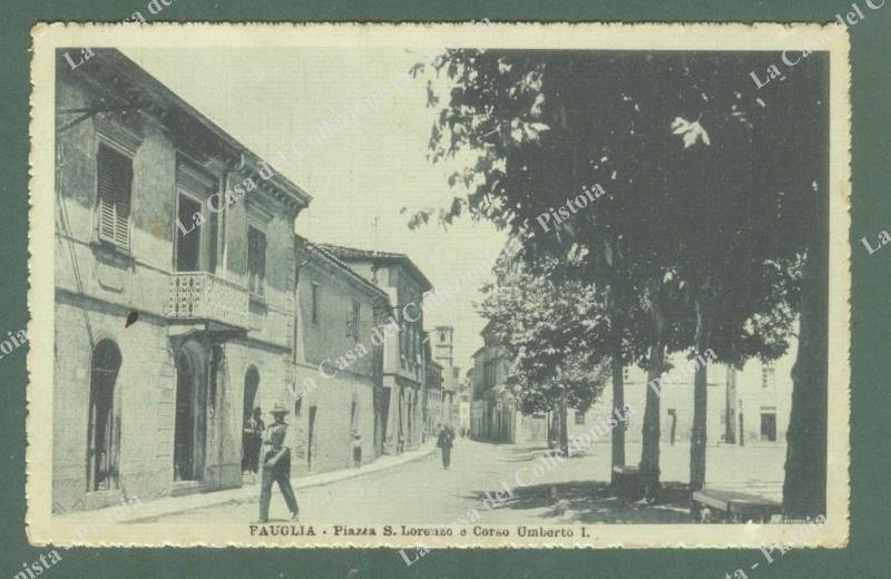 FAUGLIA, Pisa. Piazza S.Lorenzo. Cartolina d&#39;epoca viaggiata nel 1919.