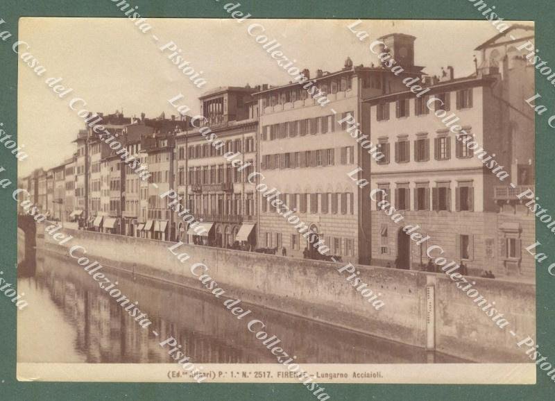 FIRENZE. Lungarno Acciaioli. Foto originale Alinari all&#39;albumina, circa 1880