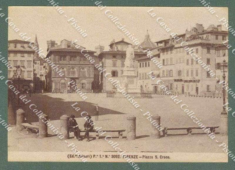 FIRENZE. Piazza S.Croce. Foto originale Alinari all&#39;albumina, circa 1880
