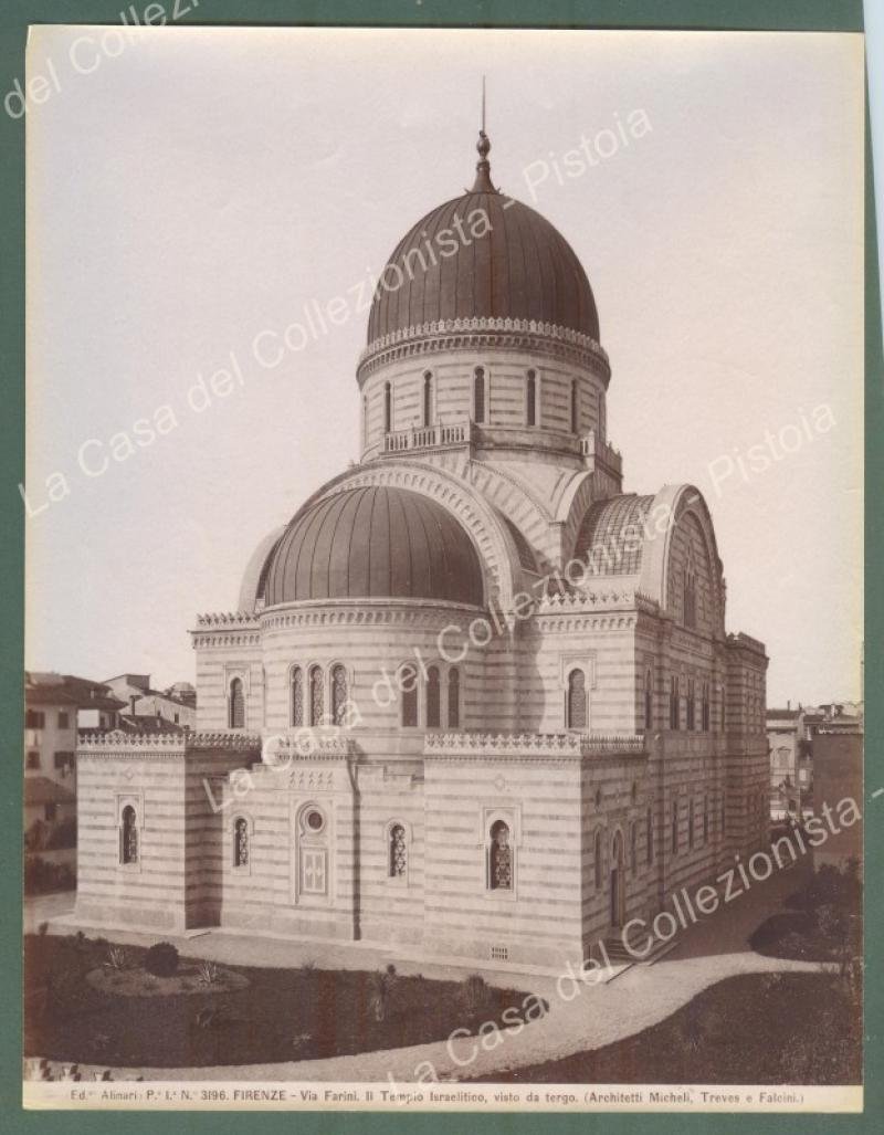 FIRENZE. Tempio israelitico. Foto originale Alinari all'albumina, circa 1890