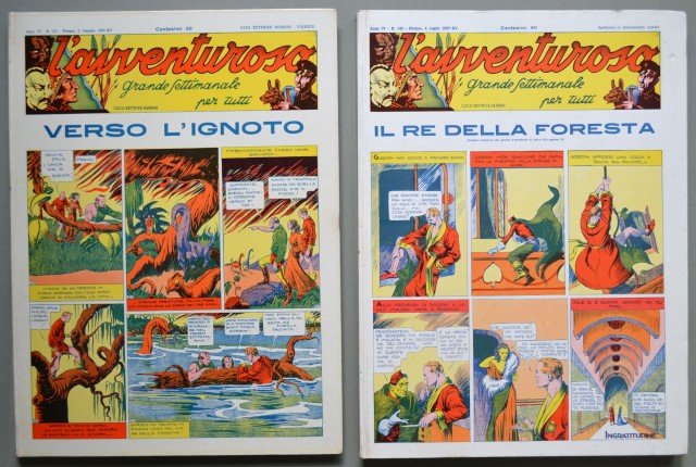 (Fumetti) L&#39;AVVENTUROSO. Grande settimanale d&#39;avventura. Firenze, Nerbini, 1934 - 1941. …