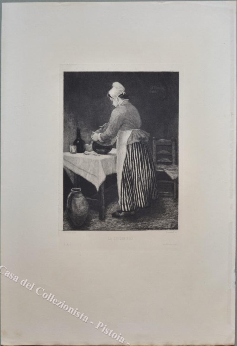 GASTRONOMIA. ‚ÄúLa cuisiniere‚Äù. Acquaforte, circa 1860.