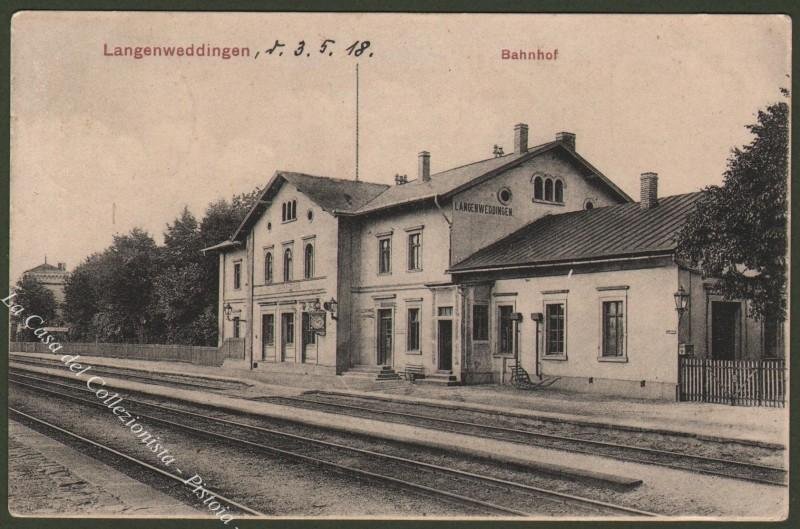 Germania Deutschland. Langenweddingen, stazione ferroviaria, anno 1918.