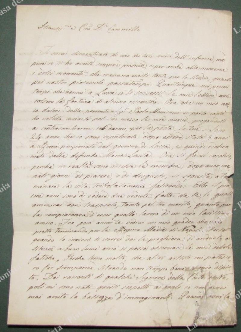 GIOVANETTI RAFFAELLO (Lucca 1788-Ivi 1855). Celebre pittore lucchese. Bella lettera …