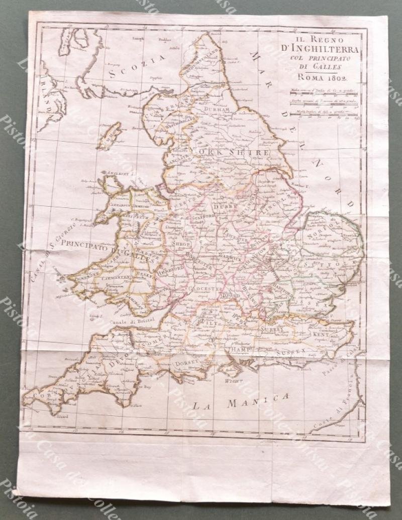 IL REGNO D&#39;INGHILTERRA COL PRINCIPATO DI GALLES. Carta geografica edita …