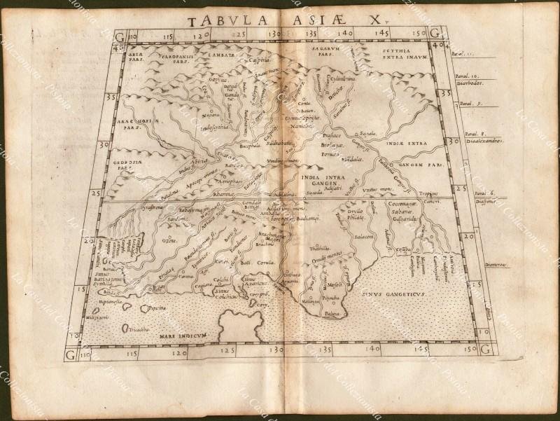 India Himalaya Indian Ocean ‚ÄúGEOGRAPHIA CL. TOLEMAEI ALEXANDRINI&quot;. Valgrisi,1562