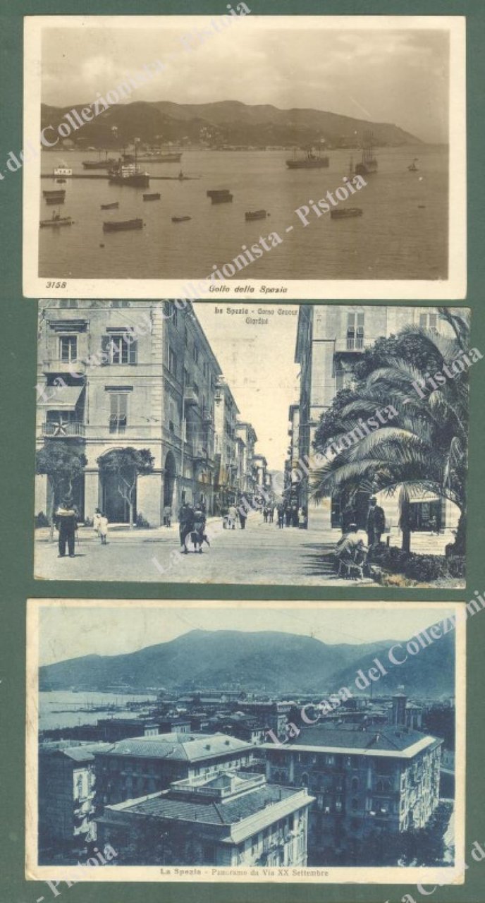 LA SPEZIA. 3 cartoline d&#39;epoca viaggiate tra il 1924-1926.