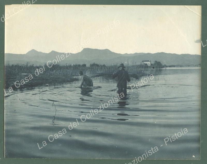 LAGO DI MASSACIUCOLI, Toscana. Foto originale, circa 1920