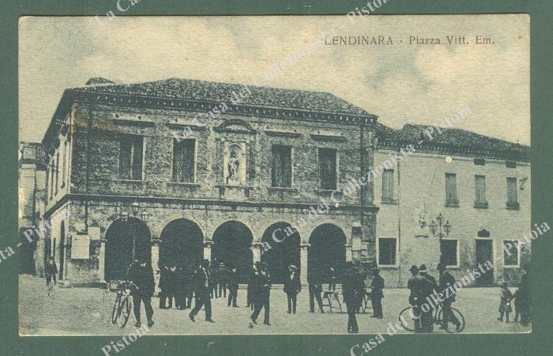 LENDINARA, Rovigo. Piazza V.Emanuele. Cartolina d&#39;epoca viaggiata nel 1921.