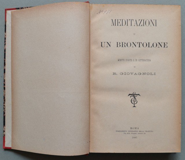 (Letteratura) GIOVAGNOLI RAFFAELLO. Meditazioni di un brontolone. Scritti d&#39;arte e …