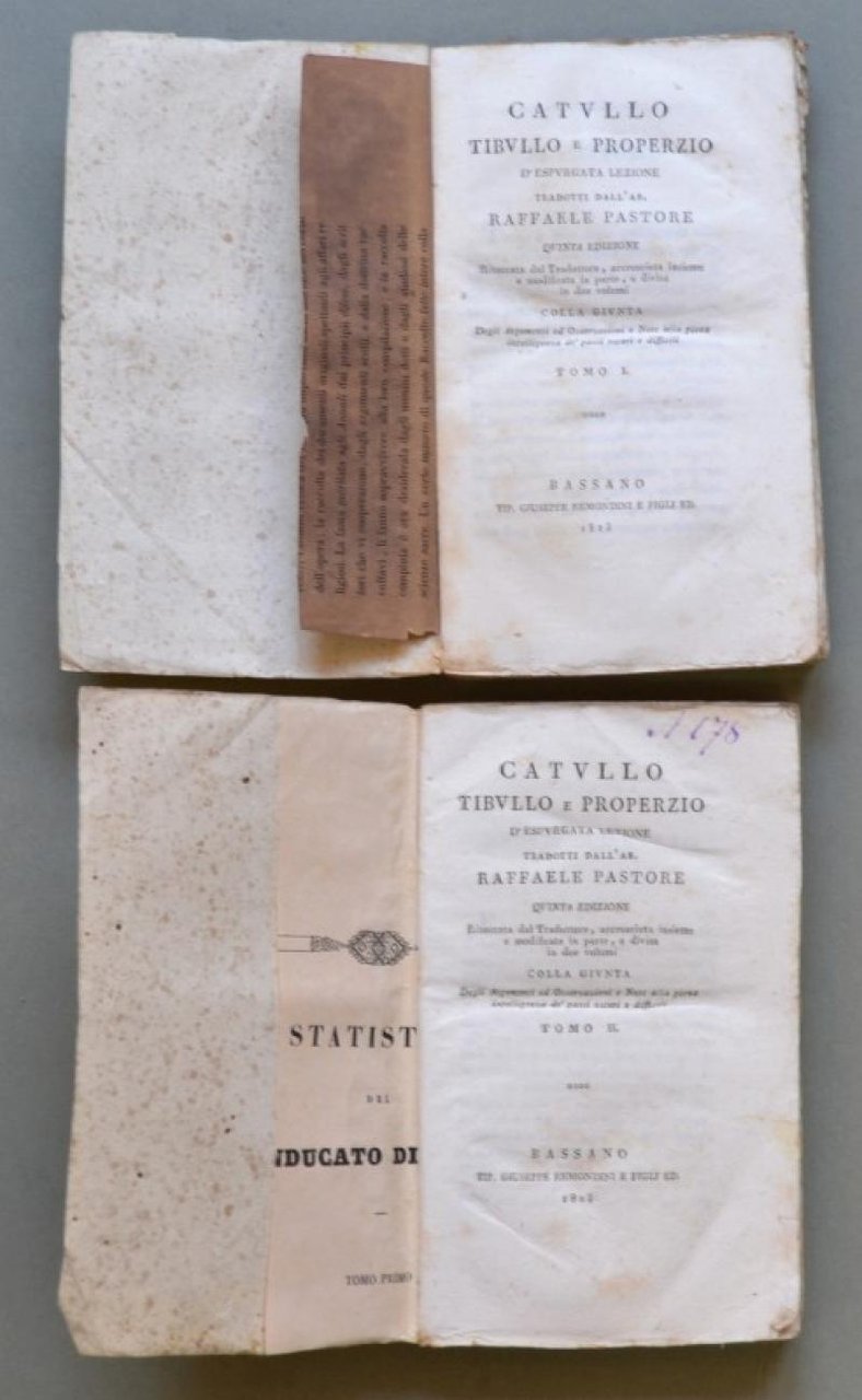 Letteratura latina. &quot;CATULLO, TIBURZIO E PROPERZIO.&quot;.Bassano, 1823