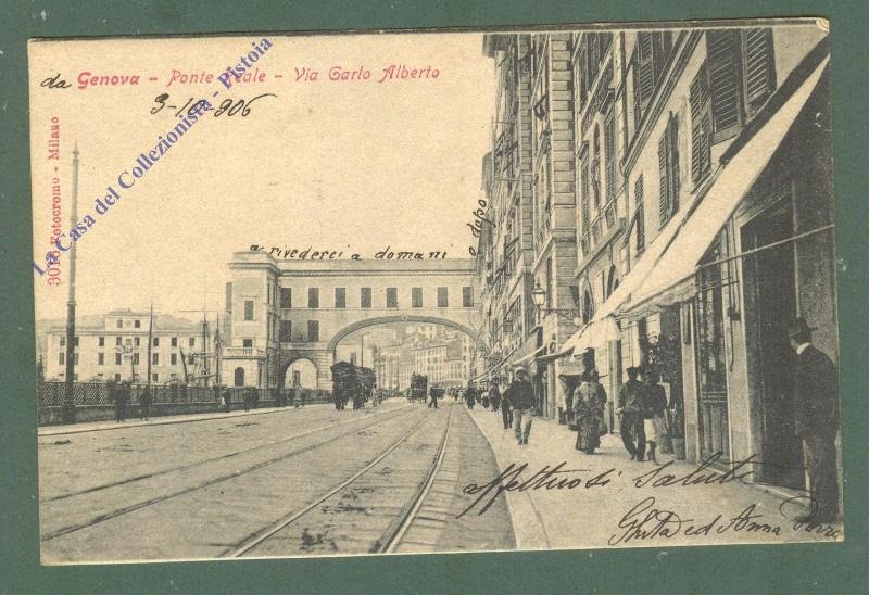 Liguria. GENOVA. Via Carlo Alberto. Cartolina d&#39;epoca viaggiata