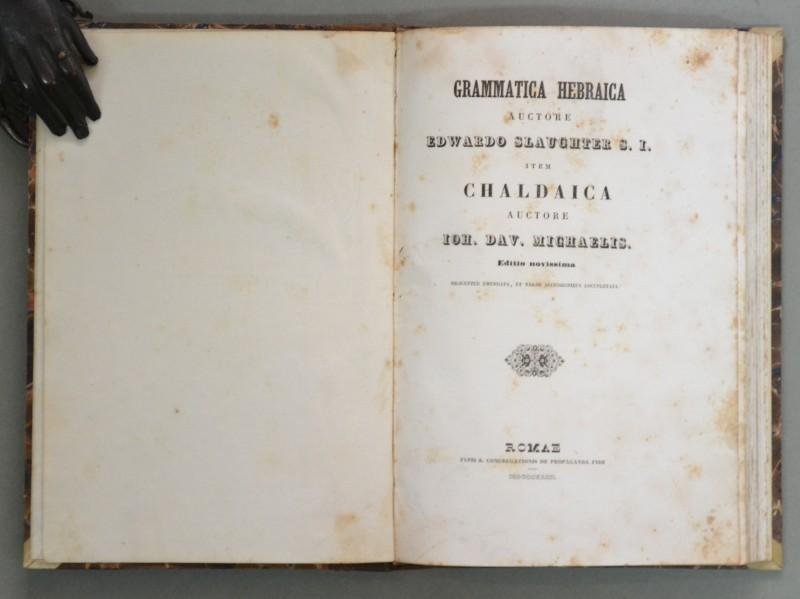 Lingua ebraica, anno 1843. SLAUGTHER EDWARDO - MICHAELIS I.D. &quot;GRAMMATICA …
