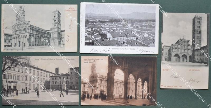 LUCCA. 5 cartoline spedite tra il 1903 ed il 1915.