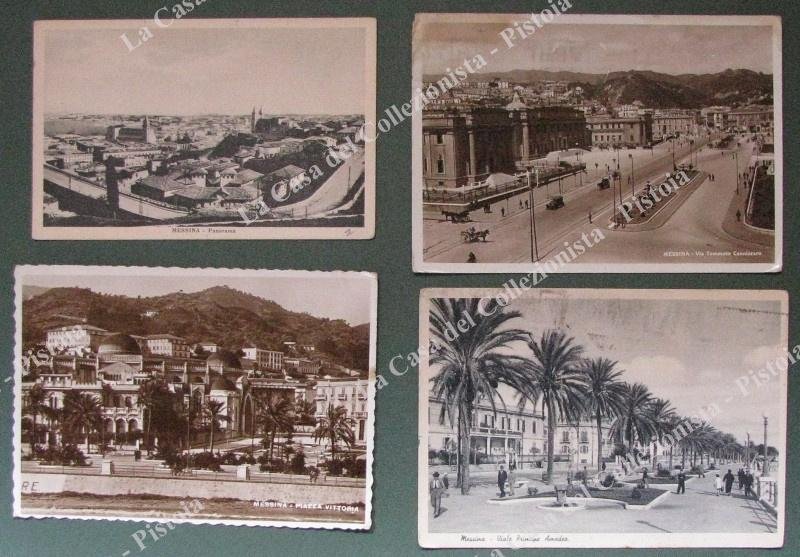 MESSINA. 4 cartoline d&#39;epoca (3 viaggiate 1937-1941)