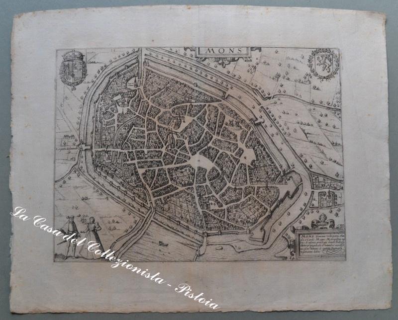 MONS, Belgio. MONS HANNOIAE URBIS POLENS. Da Guicciardini L., 1612