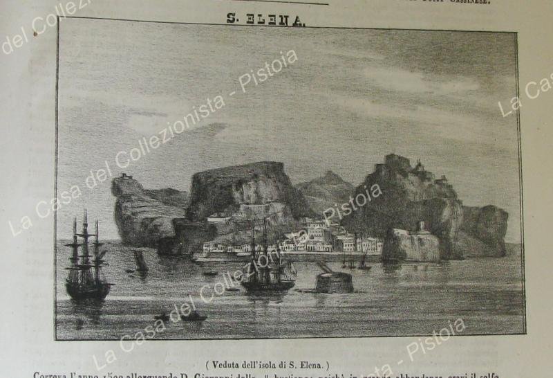 NAPOLI - ISOLA S.ELENA, Napoleone. Poliorama Pittoresco 1838. 2 vedute …