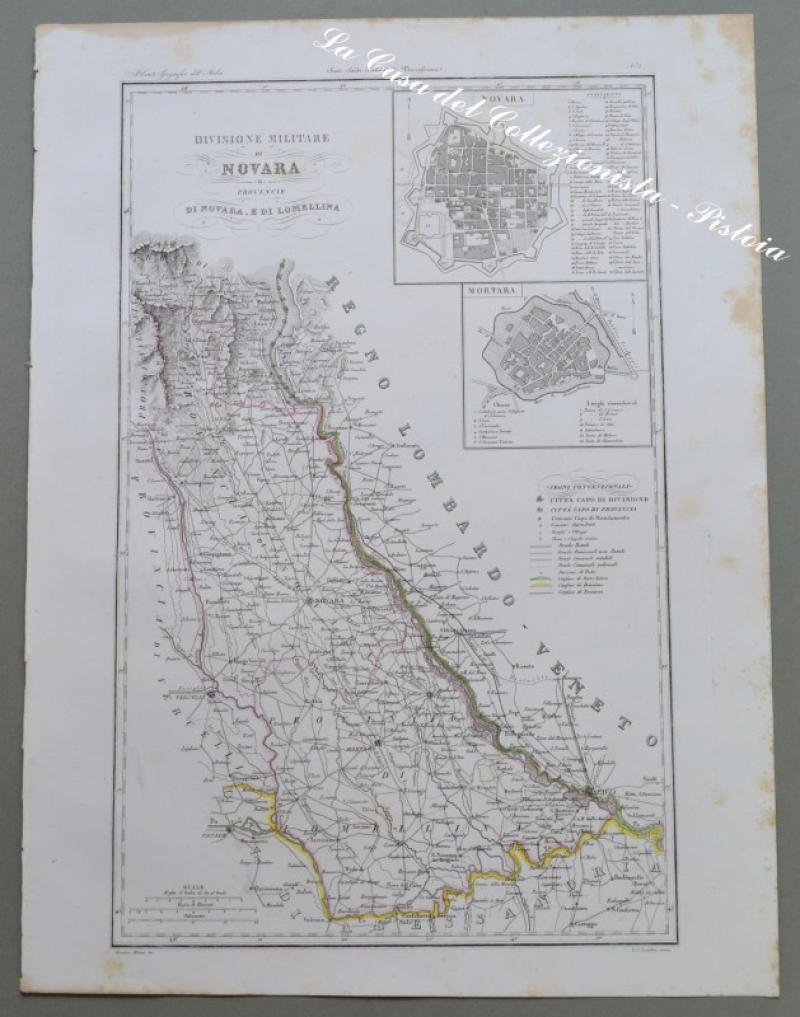 NOVARA, Piemonte, 1845. &quot;DIVISIONE MILITARE DI NOVARA. PROVINCIE DI NOVARA …