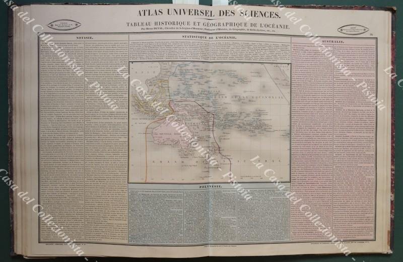 Oceania. TABLEAU HISTORIQUE ET GEOGRAPHIQUE DE L&#39;OCEANIE. Grande carta acquarellata …