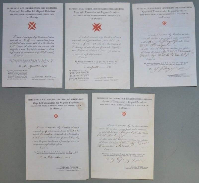 ORDINE DI SANTO STEFANO. 5 lettere inviate tra il 1848 …