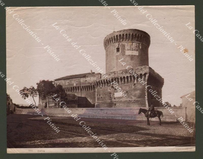 OSTIA. Torre medievale. Foto originale all&#39;albumina di Anderson, circa 1970.