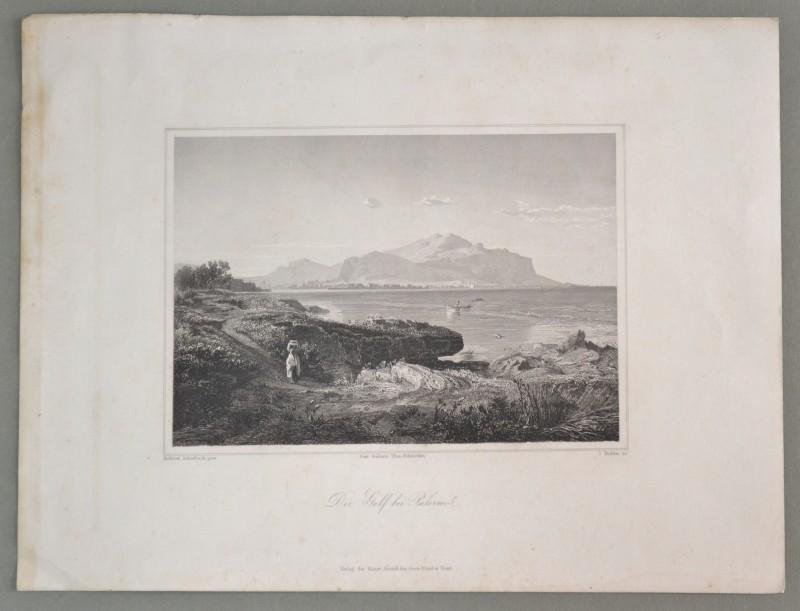 PALERMO. &quot;Der golf bei Palermo&quot;. Veduta generale, circa 1855