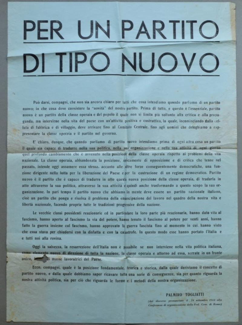 PARTITO COMUNISTA ITALIANO. &quot;PER UN PARTITO NUOVO&quot;. Manifesto per le …
