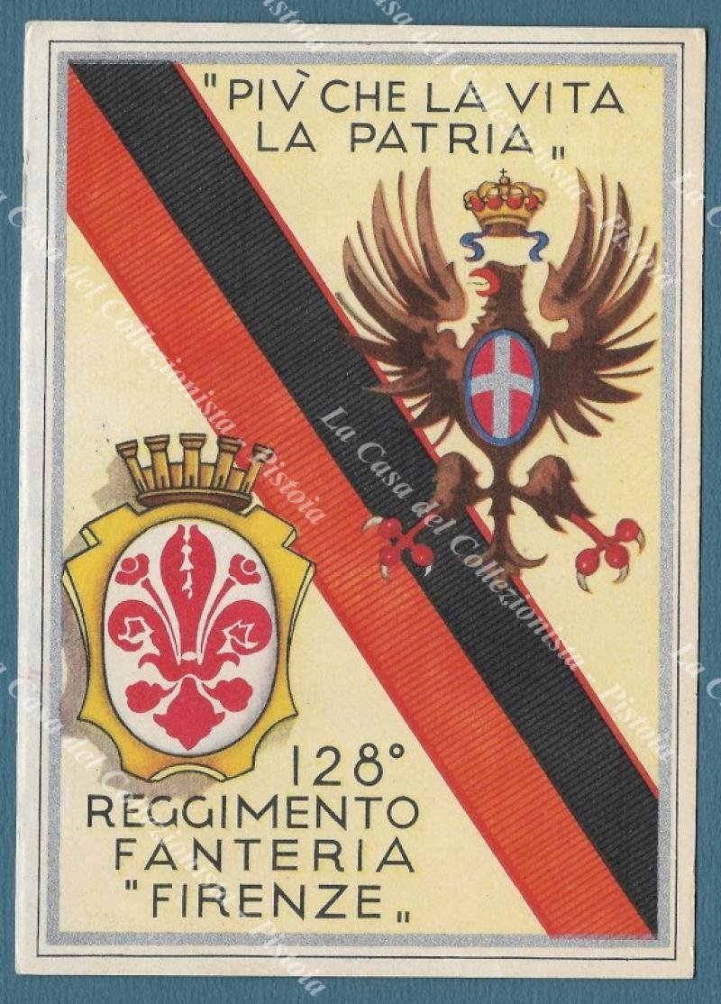 PASCHETTO. 128 REGGIMENTO FANTERIA FIRENZE. Cartolina d&#39;epoca viaggiata