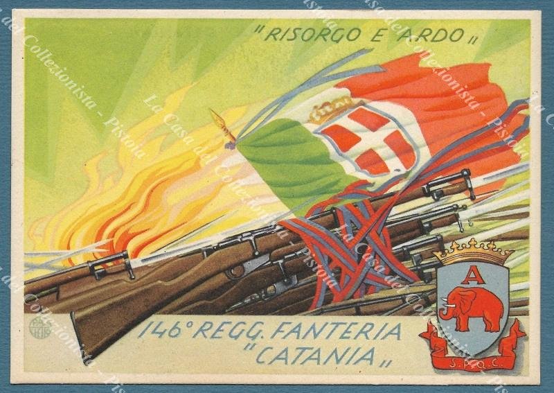 PASCHETTO. 146 REGGIMENTO FANTERIA CATANIA. Cartolina d&#39;epoca ediz. Boeri