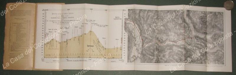 PASSO DEL MONTECENERI. Planimetria e profilo ciclistico. Anno 1899. Edita …