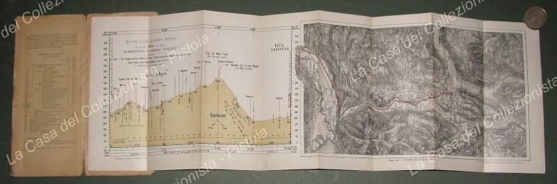 PASSO DEL MONTECENERI. Planimetria e profilo ciclistico. Anno 1899. Edita …