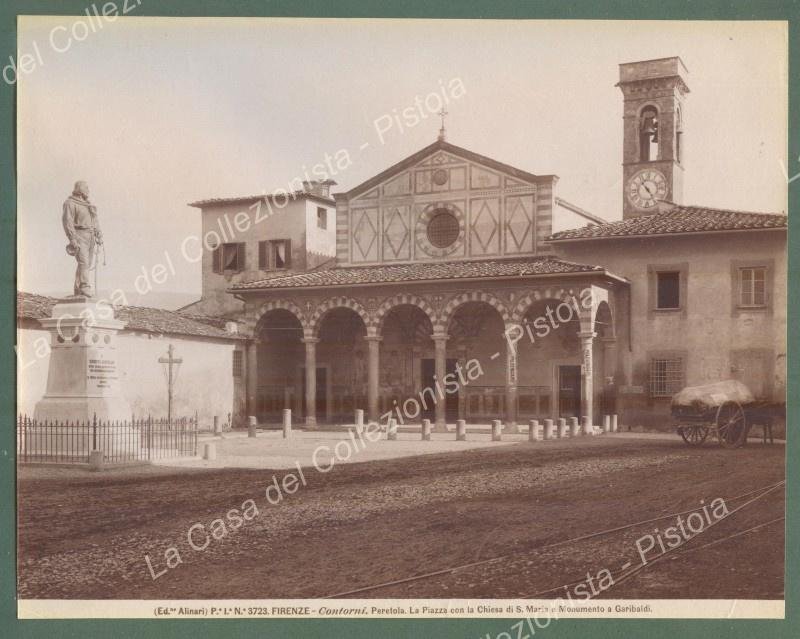 PERETOLA, Firenze. La piazza con la chiesa e monumento a …