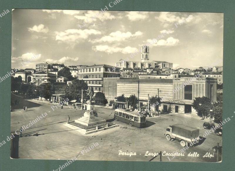 PERUGIA. Largo Cacciatori delle Alpi. Cartolina d'epoca viaggiata